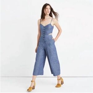 Madewell Black Wide Leg Jumpsuit with Button Detail